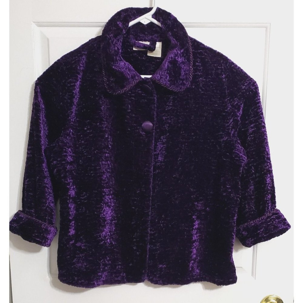 Adonna Bed Jacket Womens Size M Deep Purple